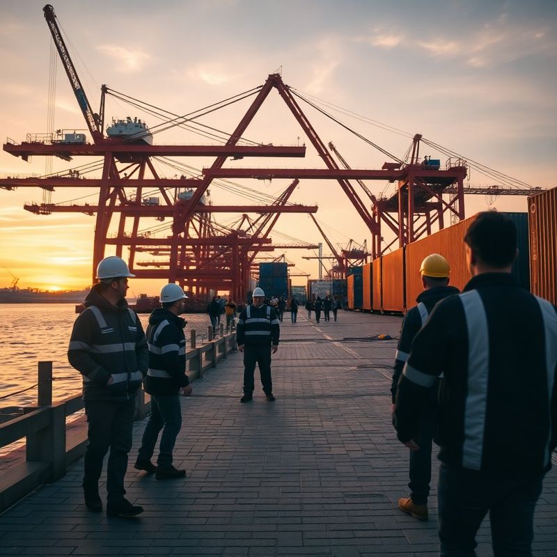 Pracownicy portu i infrastruktura logistyczna Gdańska o świcie